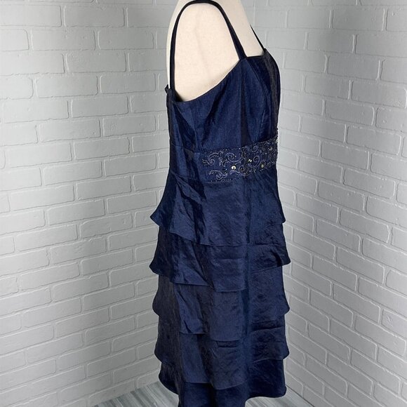 Kathy Roberts Dress Women‎ 16 Blue Shimmer Embellished Ruffle Waist Party Formal - Picture 5 of 10